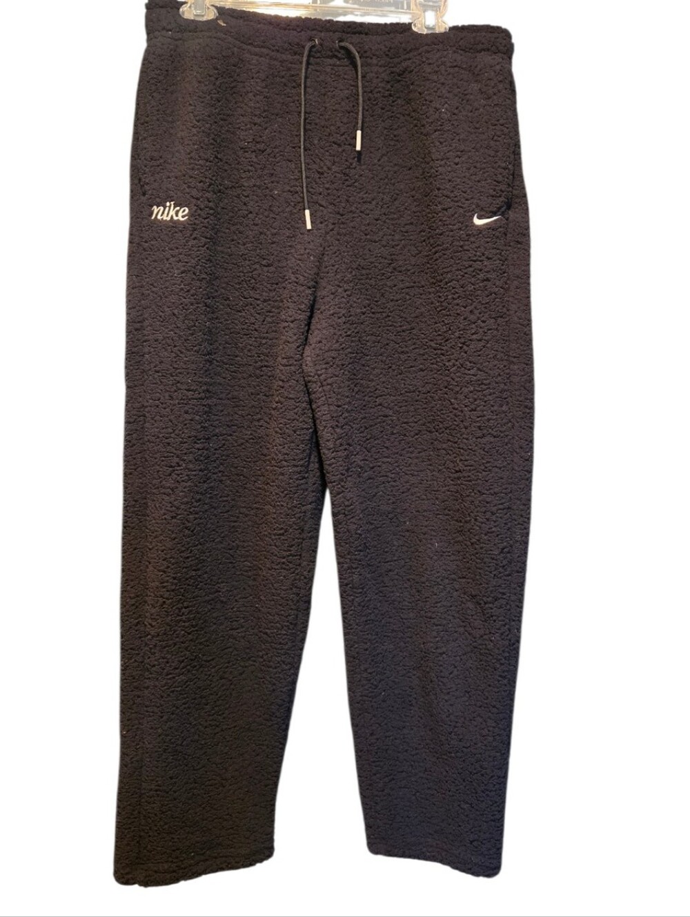 NWT Nike Black Sherpa Pants with White Logos Sz L